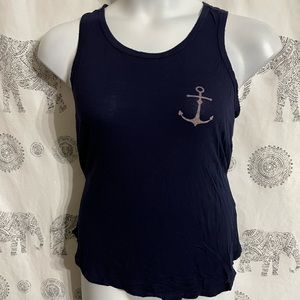 Women’s size Medium French Pastry Navy blue Anchor tank top Hope